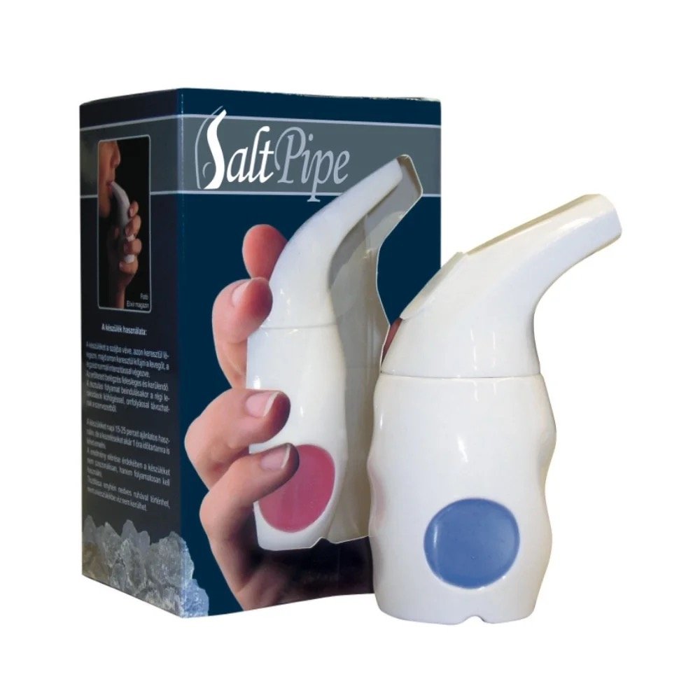 Keramische zout-inhalator (saltpipe) gevuld met Hongaars Halit-zout